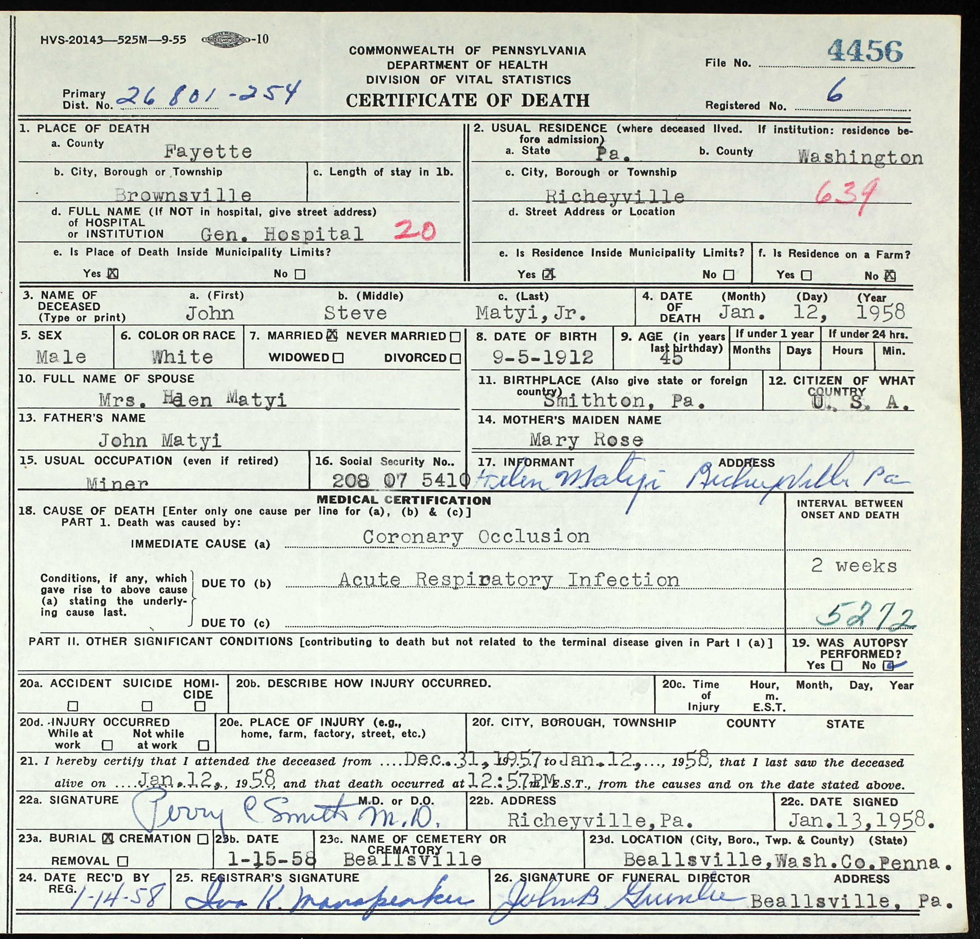 death certificate